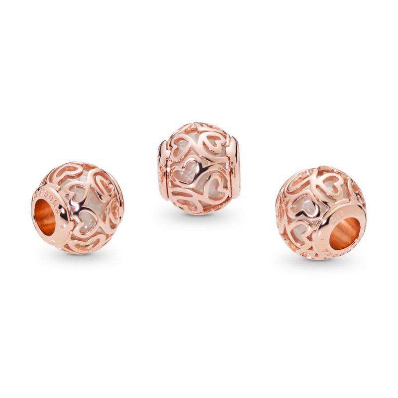 Pandora Rose™ Hearts Filigree Charm Ireland - Pandora Rose/Cubic Zirconia - 260458BYE